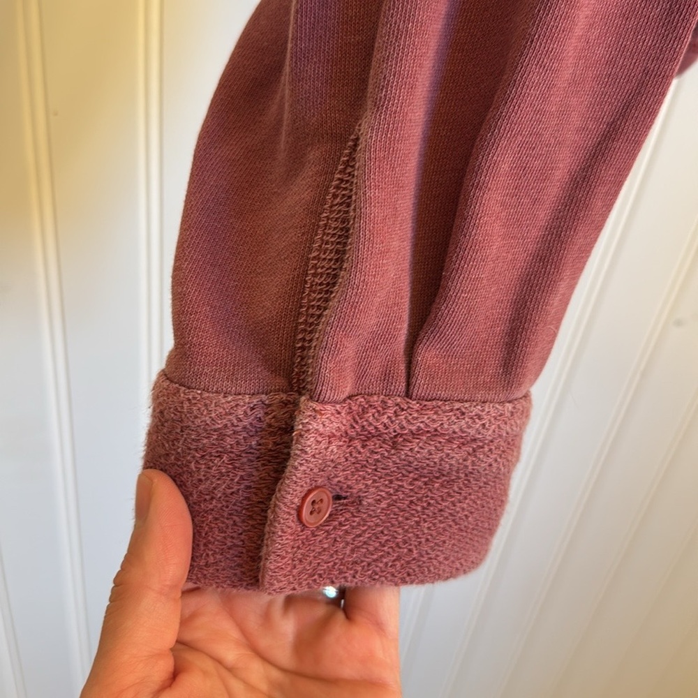 American Eagle Cropped Oversized Button-Up Hoodie Faded Pink/Red Size Large - Picture 3 of 11